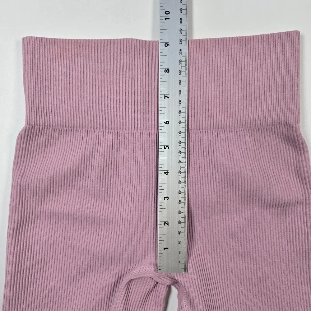 Ribbed Seamless Workout Set Women Small Mauve Yoga Biker Shorts Bra Bundle